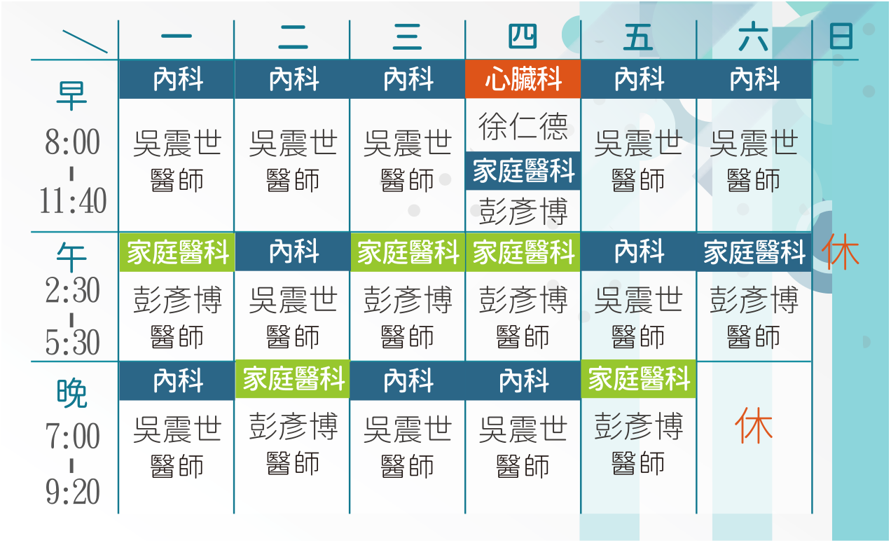 吳震世診所門診表