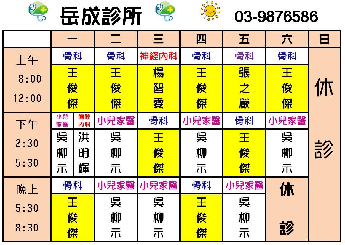 門診表